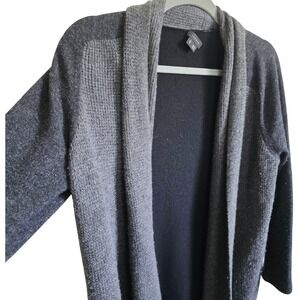 Theory Cashmere Open Front Cardigan Sweater Charcoal Gray‎ Knit Cozy Womens L
